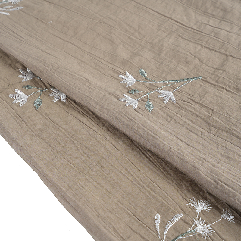 Ferskenfrø Orkidé Broderi Blossom Rynke Stof