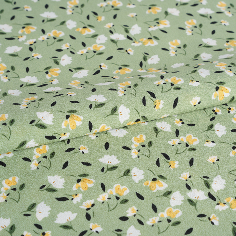 2026*75 False Twist Silke Flower Yao Crepe Small Floral Print Stof