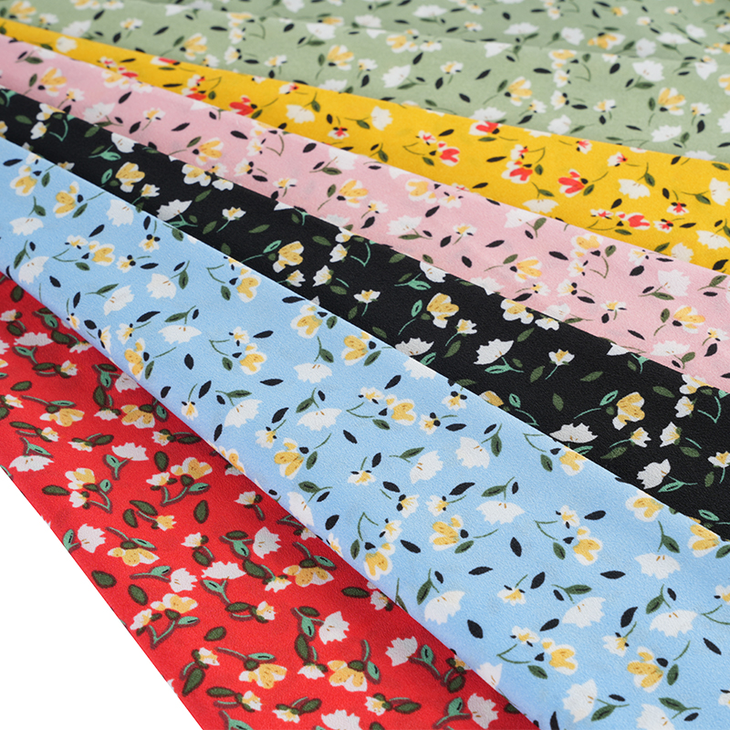 2026*75 False Twist Silke Flower Yao Crepe Small Floral Print Stof