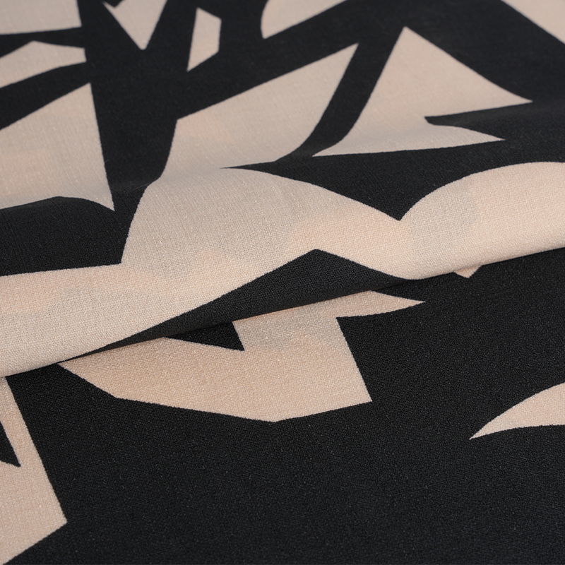 5068 Linglong Hemp Pink og sort print stof