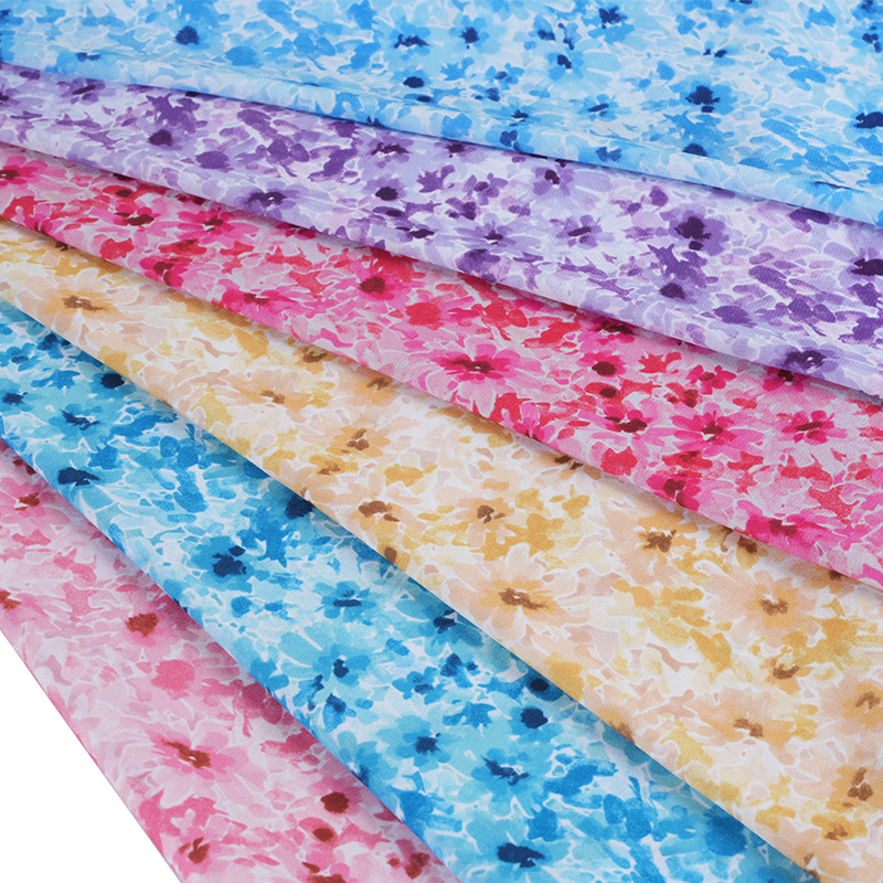 75D/18T Messy Misty Floral Print Stof