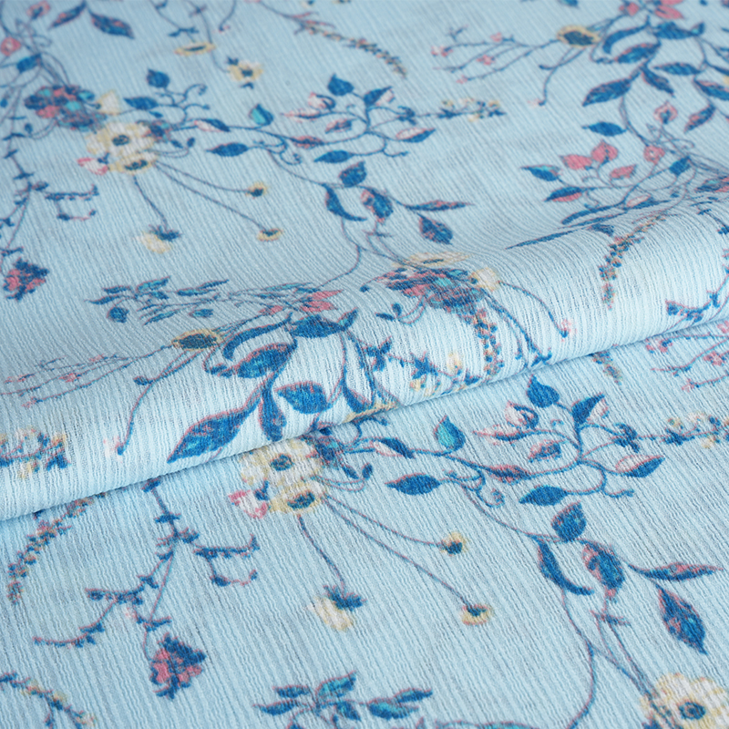 50*68 Composite Silke Bark Crinkle Hibiscus Flower Watermark Stof