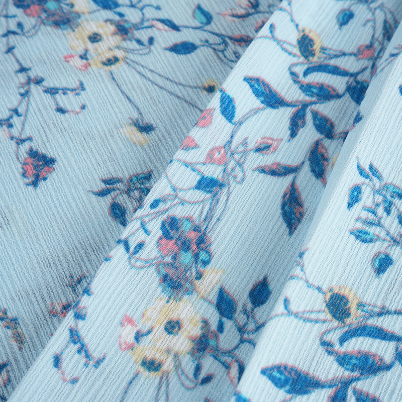 50*68 Composite Silke Bark Crinkle Hibiscus Flower Watermark Stof