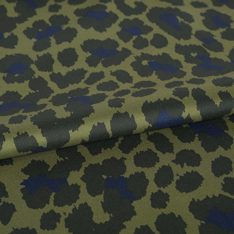 230T høj stræk Pongee stort leopardprint stof